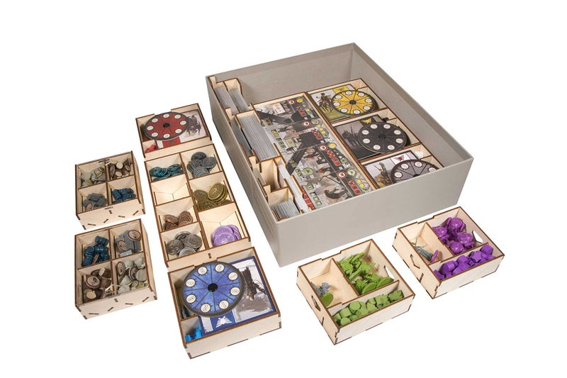 The Broken Token Game Organizer Compatible with Scythe - Wooden Game Organizing Box with Multiple Trays - Image 1